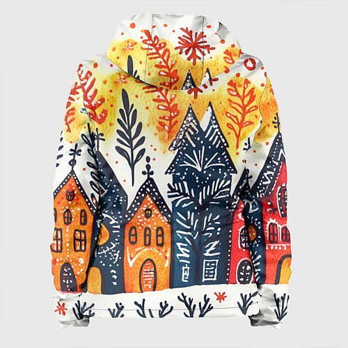 Женская куртка Разноцветные новогодние дома / 3D-Черный – фото 2
