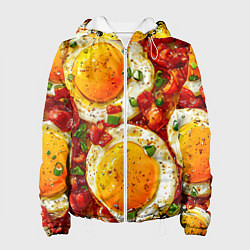 Куртка с капюшоном женская Яичница-глазунья, цвет: 3D-белый