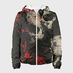 Куртка с капюшоном женская Силуэты черепов на гранжевом фоне, цвет: 3D-белый