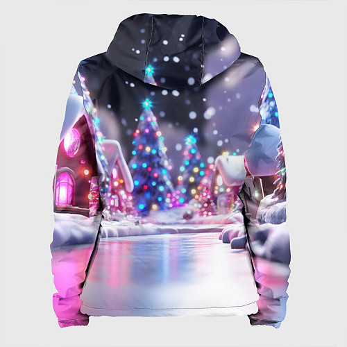 Женская куртка Новогоднее настроение фонариков / 3D-Черный – фото 2