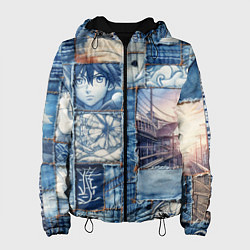 Куртка с капюшоном женская Пэчворк с мотивами аниме, цвет: 3D-черный