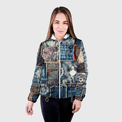 Куртка с капюшоном женская Аниме пэчворк деним, цвет: 3D-белый — фото 2