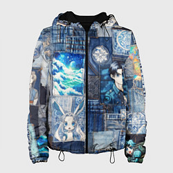 Куртка с капюшоном женская Микс аниме и пэчворк, цвет: 3D-черный