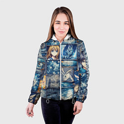 Куртка с капюшоном женская Аниме микс и пэчворк, цвет: 3D-белый — фото 2