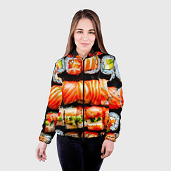 Куртка с капюшоном женская Сет роллов, цвет: 3D-черный — фото 2