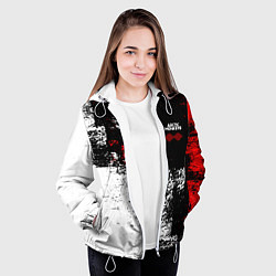 Куртка с капюшоном женская Arctic Monkeys - Красные и белые помехи, цвет: 3D-белый — фото 2