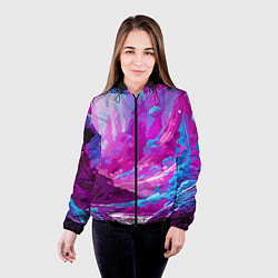 Куртка с капюшоном женская Фиолетовая кислотная абстракция, цвет: 3D-черный — фото 2