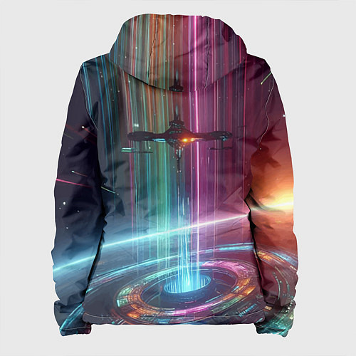 Женская куртка Spaceship in the neon cosmos - nasa / 3D-Черный – фото 2