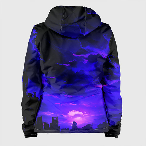 Женская куртка Фиолетовый апокалиптический закат / 3D-Черный – фото 2
