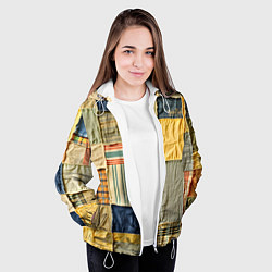 Куртка с капюшоном женская Пэчворк в желтых оттенках, цвет: 3D-белый — фото 2