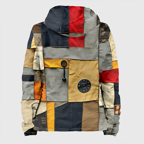 Женская куртка Ретро пэчворк / 3D-Черный – фото 2