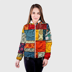Куртка с капюшоном женская Пэчворк из ярких тканей, цвет: 3D-белый — фото 2