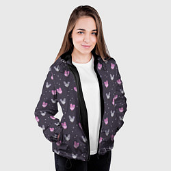 Куртка с капюшоном женская Голуби и семечки на темном, цвет: 3D-черный — фото 2