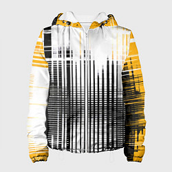 Куртка с капюшоном женская Жёлто-чёрный гранж на белом фоне, цвет: 3D-белый