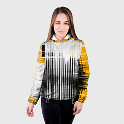 Куртка с капюшоном женская Жёлто-чёрный гранж на белом фоне, цвет: 3D-белый — фото 2