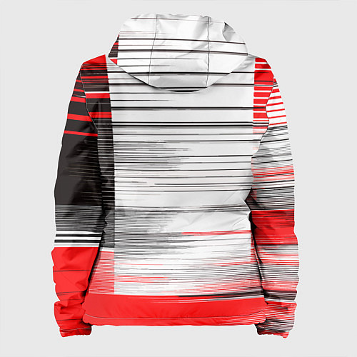 Женская куртка Чёрные вертикальные полосы на красно-белом фоне / 3D-Черный – фото 2