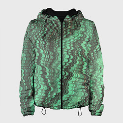 Куртка с капюшоном женская Разводы в зеленом цвете, цвет: 3D-черный