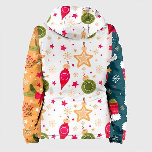 Женская куртка Новогодние паттерны комбинация / 3D-Черный – фото 2