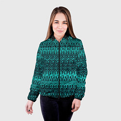 Куртка с капюшоном женская Бирюзовый узоры, цвет: 3D-черный — фото 2