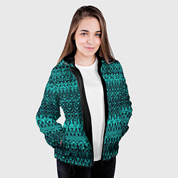 Куртка с капюшоном женская Бирюзовый узоры, цвет: 3D-черный — фото 2