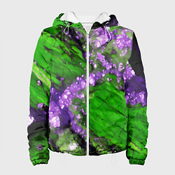Куртка с капюшоном женская Фиолетовый минерал в зелёном камне, цвет: 3D-белый
