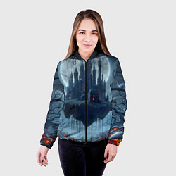 Куртка с капюшоном женская Замок Дракулы и неоновые грибы - нейроарт фантазия, цвет: 3D-черный — фото 2