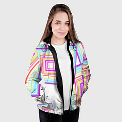 Куртка с капюшоном женская Абстрактные квадраты, цвет: 3D-черный — фото 2