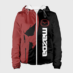 Куртка с капюшоном женская Mazda и череп, цвет: 3D-белый