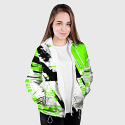Куртка с капюшоном женская Diagonal black and green stripes on a white backgr, цвет: 3D-белый — фото 2