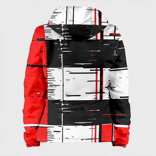 Женская куртка Чёрные и красные полосы на белом фоне / 3D-Черный – фото 2