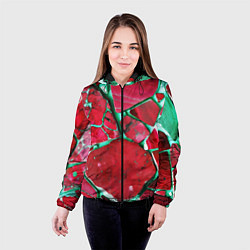 Куртка с капюшоном женская Зеленый минерал в красном камне, цвет: 3D-черный — фото 2