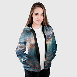 Куртка с капюшоном женская Волна и блики солнца, цвет: 3D-черный — фото 2
