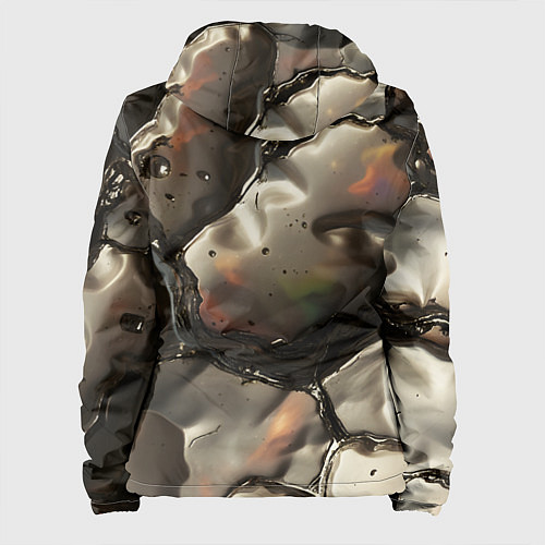 Женская куртка Жидкая субстанция светло-коричневая / 3D-Черный – фото 2