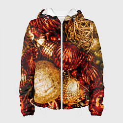 Куртка с капюшоном женская Новогоднее ёлочное украшение, цвет: 3D-белый