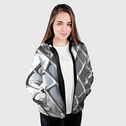 Куртка с капюшоном женская Полированный металл серебряный, цвет: 3D-черный — фото 2