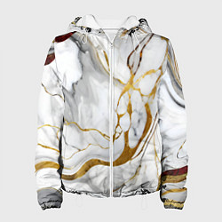 Куртка с капюшоном женская Жёлто-белый мрамор, цвет: 3D-белый