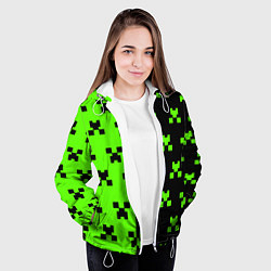 Куртка с капюшоном женская Майкрафт стиль текстура, цвет: 3D-белый — фото 2