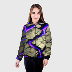 Куртка с капюшоном женская Треснувший камень фиолетовый, цвет: 3D-черный — фото 2