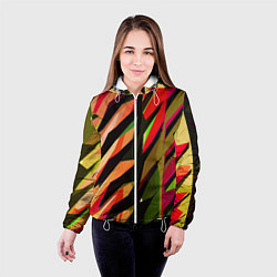 Куртка с капюшоном женская Красно-чёрная абстракция, цвет: 3D-белый — фото 2