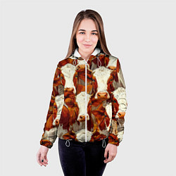 Куртка с капюшоном женская Рыжие коровки, цвет: 3D-белый — фото 2