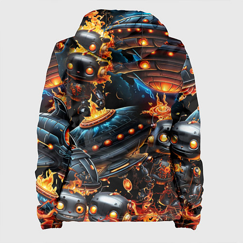 Женская куртка Соник и Наклз на фоне огня и роботов / 3D-Черный – фото 2
