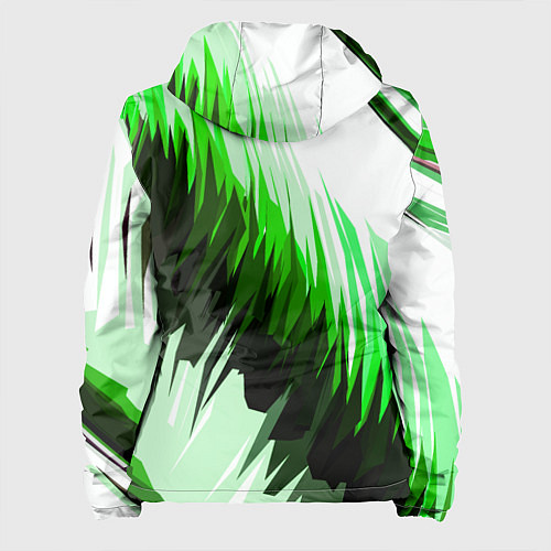 Женская куртка Чёрно-зелёные острые полосы на белом фоне / 3D-Черный – фото 2