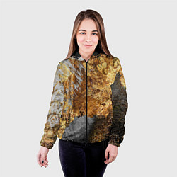 Куртка с капюшоном женская Текстура золота и бетона, цвет: 3D-черный — фото 2