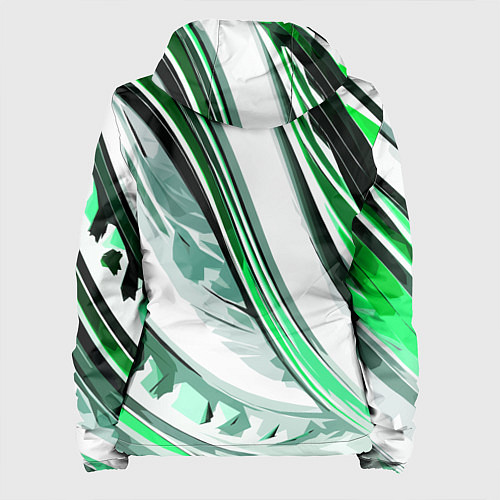 Женская куртка Волнистая бело-зелёная абстракция / 3D-Черный – фото 2
