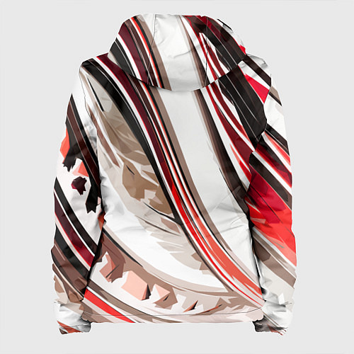 Женская куртка Волнистая бело-красная абстракция / 3D-Черный – фото 2