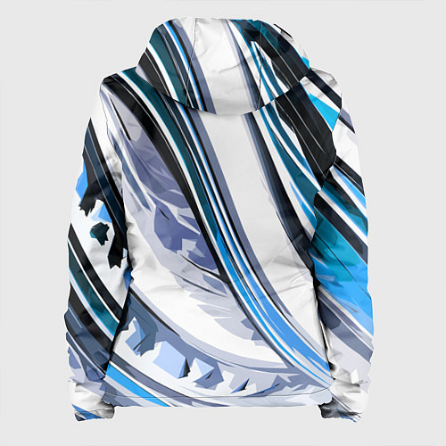 Женская куртка Волнистая бело-синяя абстракция / 3D-Черный – фото 2