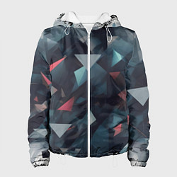 Куртка с капюшоном женская Абстрактный взрыв и осколки, цвет: 3D-белый