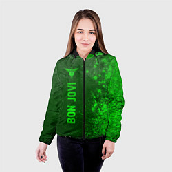 Куртка с капюшоном женская Bon Jovi - green gradient по-вертикали, цвет: 3D-черный — фото 2