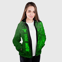 Куртка с капюшоном женская Bon Jovi - green gradient по-вертикали, цвет: 3D-черный — фото 2