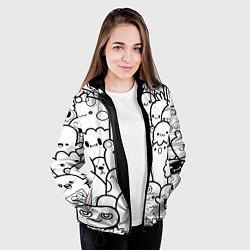 Куртка с капюшоном женская Doodle monsters, цвет: 3D-черный — фото 2